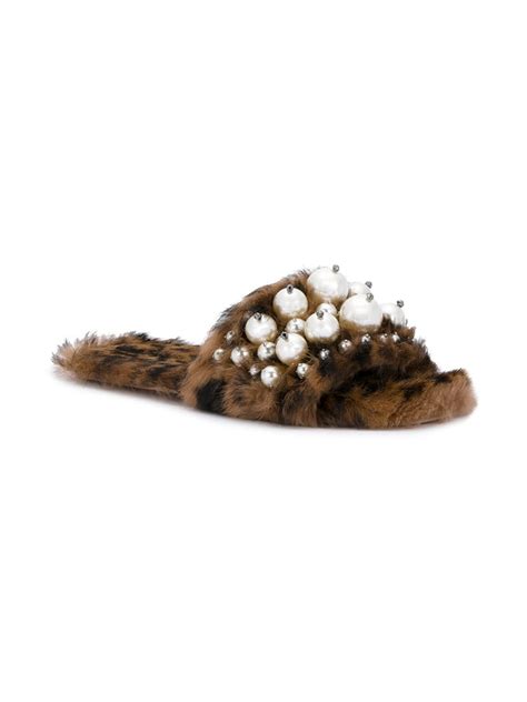 miu miu leopard slides|Miu Miu Pearly Fur Slide Sandals, Leopard .